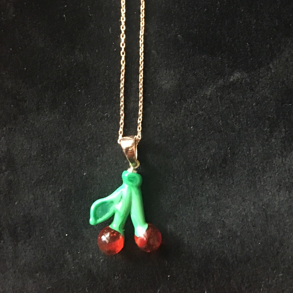 Rse Gld Slvr Ncklce & Murano Cherry Glass Pendant